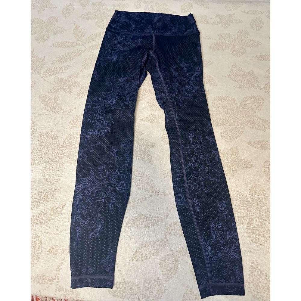 Lululemon Wunder Under Hi-Rise Tight Womens Foliage Moody Blues Black Size 8